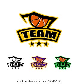 Professional vector logo for the basketball team. Angry eye and the ball instead of the pupil.
Color set of sports logos on a white background.