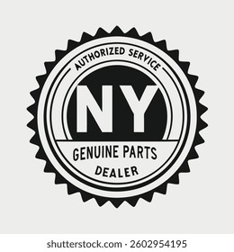 A professional vector logo design for an authenticated New York authorized service and genuine parts dealer. Ideal for automotive, repair shops, and certified service businesses. Perfect for branding,