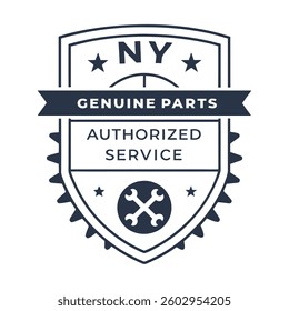 A professional vector logo design for an authenticated New York authorized service and genuine parts dealer. Ideal for automotive, repair shops, and certified service businesses. Perfect for branding,