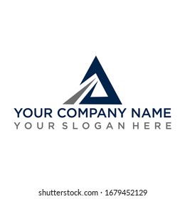 Professional vector logo featuring a minimalist triangle shape integrated with a rising path or road element. This blue and grey geometric design is perfect for investment firms, consulting agencies, financial growth, tech startups, and corporate branding. Represents progress and direction.