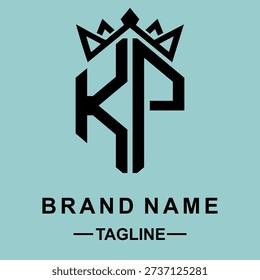 A professional vector logo template featuring the letters KP elegantly integrated with a minimalist crown icon. This design is perfect for premium brands, fashion labels, law firms, luxury jewelry, and corporate identities looking for a sophisticated and regal look.