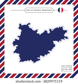 Professional vector map of Tarn-et-Garonne Department with Montauban and historic southwestern France. Perfect for tourism, travel guides, geography, education and regional planning.