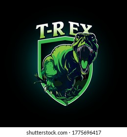T-Rex-Insignien-Vektorsymbol kann als T-Shirt-Logo des Teams für Druckunterstützung usw. verwendet werden