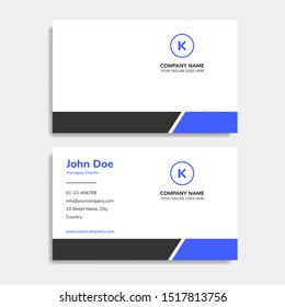 Professional Vector Modern Minimalist Black and Blue Business Card Template for Your Company