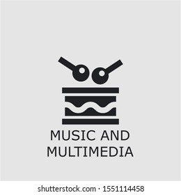 Professional vector music and multimedia icon. Music and multimedia symbol that can be used for any platform and purpose. High quality music and multimedia illustration.