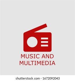 Icono profesional de música vectorial y multimedia. Símbolo musical y multimedia que se puede utilizar para cualquier plataforma y propósito. Música de alta calidad e ilustración multimedia.