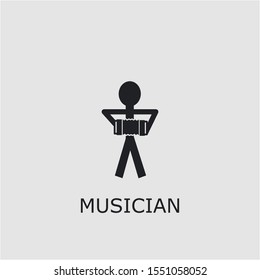 Professional vector musician icon. Musician symbol that can be used for any platform and purpose. High quality musician illustration.