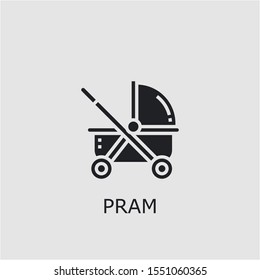 Professional vector pram icon. Pram symbol that can be used for any platform and purpose. High quality pram illustration.