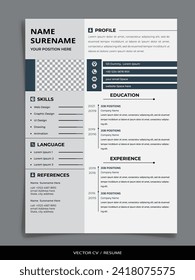 Professional Vector Resume CV Graphic template