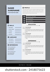 Professional Vector Resume CV Graphic template