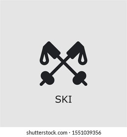 Professional vector ski icon. Ski symbol that can be used for any platform and purpose. High quality ski illustration.