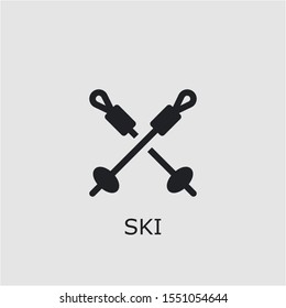 Professional vector ski icon. Ski symbol that can be used for any platform and purpose. High quality ski illustration.