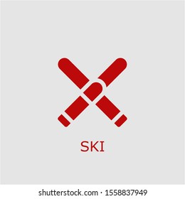 Professional vector ski icon. Ski symbol that can be used for any platform and purpose. High quality ski illustration.
