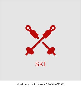 Professional vector ski icon. Ski symbol that can be used for any platform and purpose. High quality ski illustration.