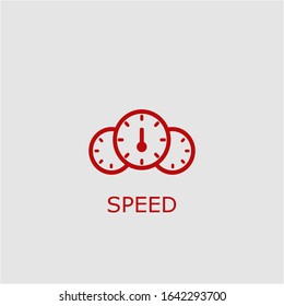 Icono de velocidad vectorial profesional. Símbolo de velocidad que se puede utilizar para cualquier plataforma y propósito. Ilustración de alta calidad.