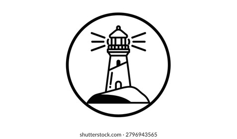 Professional vector symbol of a lighthouse, ideal for maritime branding, coastal navigation projects, or clean logo designs for travel and safety industries.