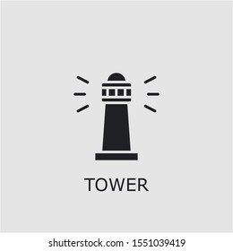 Professional vector tower icon. Tower symbol that can be used for any platform and purpose. High quality tower illustration.