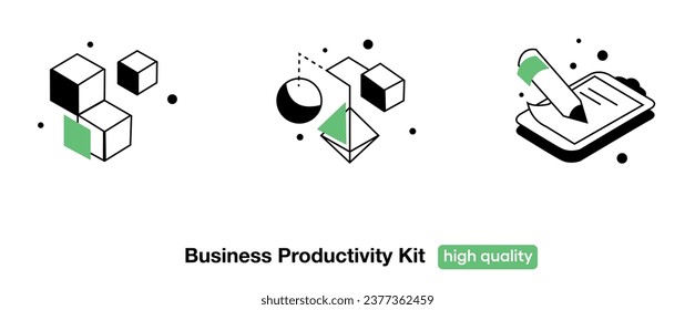 Professional Vectors Kit, Optimization, Business Growth, Analysis, Development, Efficiency, Operations Growth, Marketing and Efficient Innovation.