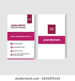 Professional vertical business card template with a clean, dual-sided layout. Ideal for marketing professionals, startups, freelancers, and corporate branding. Includes modern color scheme.