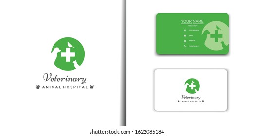 Professional Veterinary Clinic Logo Set With Business Card