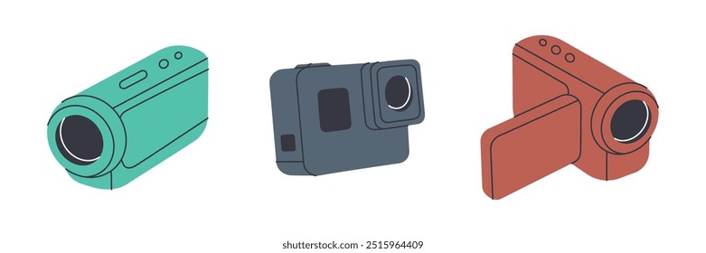 Professional video camera, action camera. Professional photo equipment. Vector illustration.