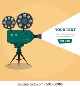 Professional Video Camera Film Banner Horizontal Set. Flat Design Styled movie poster, placard banner for film. Vector illustration frame