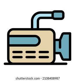 Professional video camera icon. Outline professional video camera vector icon color flat isolated