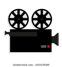 Professional video camera on a white background