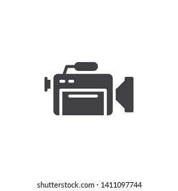 Professional video camera vector icon. filled flat sign for mobile concept and web design. Camcorder with microphone glyph icon. Symbol, logo illustration. Vector graphics