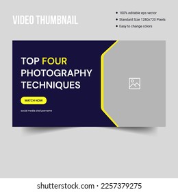 Professional video thumbnail for photography expert, cover banner template design