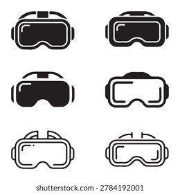 Professional virtual reality headset icon set suitable for gaming technology entertainment simulation and immersive digital experience projects