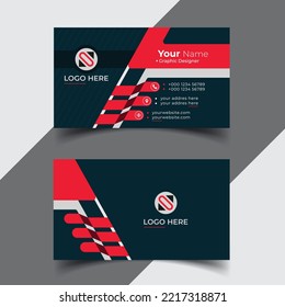 Professional visiting, business card with red and emerald green color