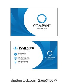 Professional Visiting Card Design. Blue business card unique design.