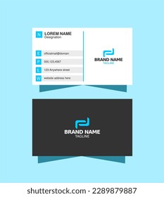 Professional visiting card template design in blue, white, and black color