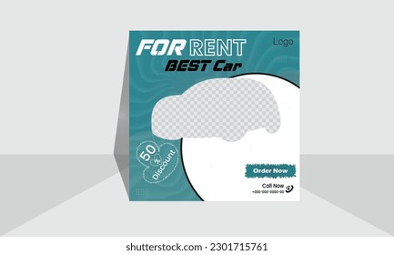 Diseño profesional de publicaciones en medios sociales. Diseño vectorial plano.Diseño postcoche con diseño moderno. Único. Diseño publicitario limpio.