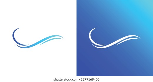 Professional wave icon logo design template on white and blue background