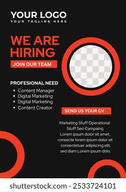 Professional We Are Hiring Poster
Modern Job Vacancy Hiring Flyer
Hiring Recruitment Job Vacancy Design
Join Our Team Hiring Flyer