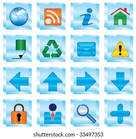 professional web icons in glass cube