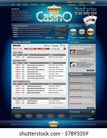 Professional web layout for casino site. Pixels aligned, layered.