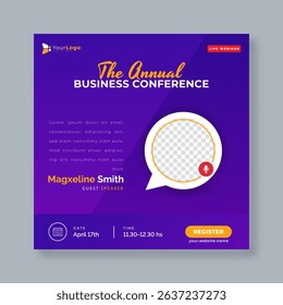 Professional Webinar Banner for Annual Business Conference – Vector Layout for Live Event, Strategy Talk, and Corporate Meeting