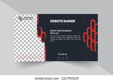 Banner de sitio web profesional con formas rojas
