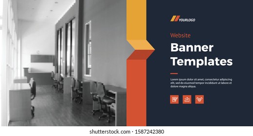 Professional Website Banner with Shape Background
