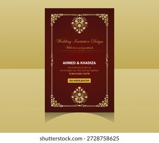 professional wedding card design template invite presentation modern minimalist branding  corporate business background border 