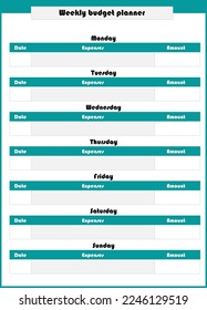 Professional weekly budget planner template