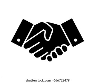 Professional welcome and respect handshake icon. Loyalty or partnership pictogram, friendship or deal token. Vector illustration