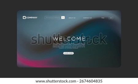 Professional welcome screen design with search bar and navigation for modern websites and applications