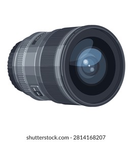 Professional Wide Angle Digital Camera Lens for DSLR or Mirrorless Camera Isolated on White Background