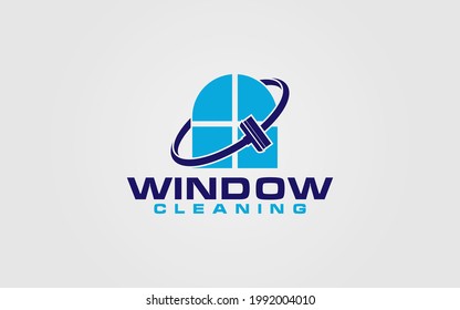 servicio profesional de limpieza de ventanas lavado y mantenimiento del hogar diseño del logotipo del vector