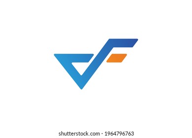 Professional Wings VF SF Logo Design, Editable in Vector Format in Orange and blue gradient colors, Letter V VF S Simple Vector Logo Design.