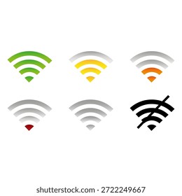 Profesional Estado de Internet inalámbrico. Vector de conexión de red. Indicador de punto de acceso móvil. Colorido grupo de conjunto de señales.